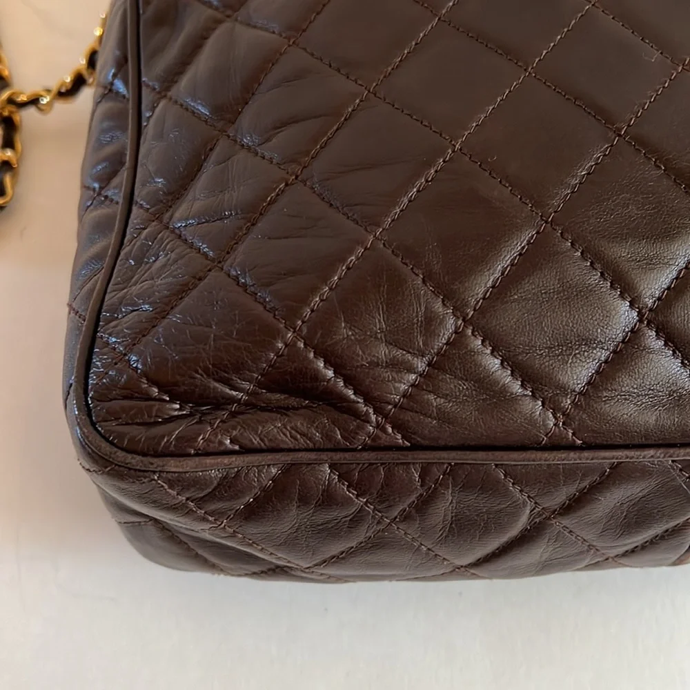 CHANEL brown lamb skin camera bag - Picture 11 of 16